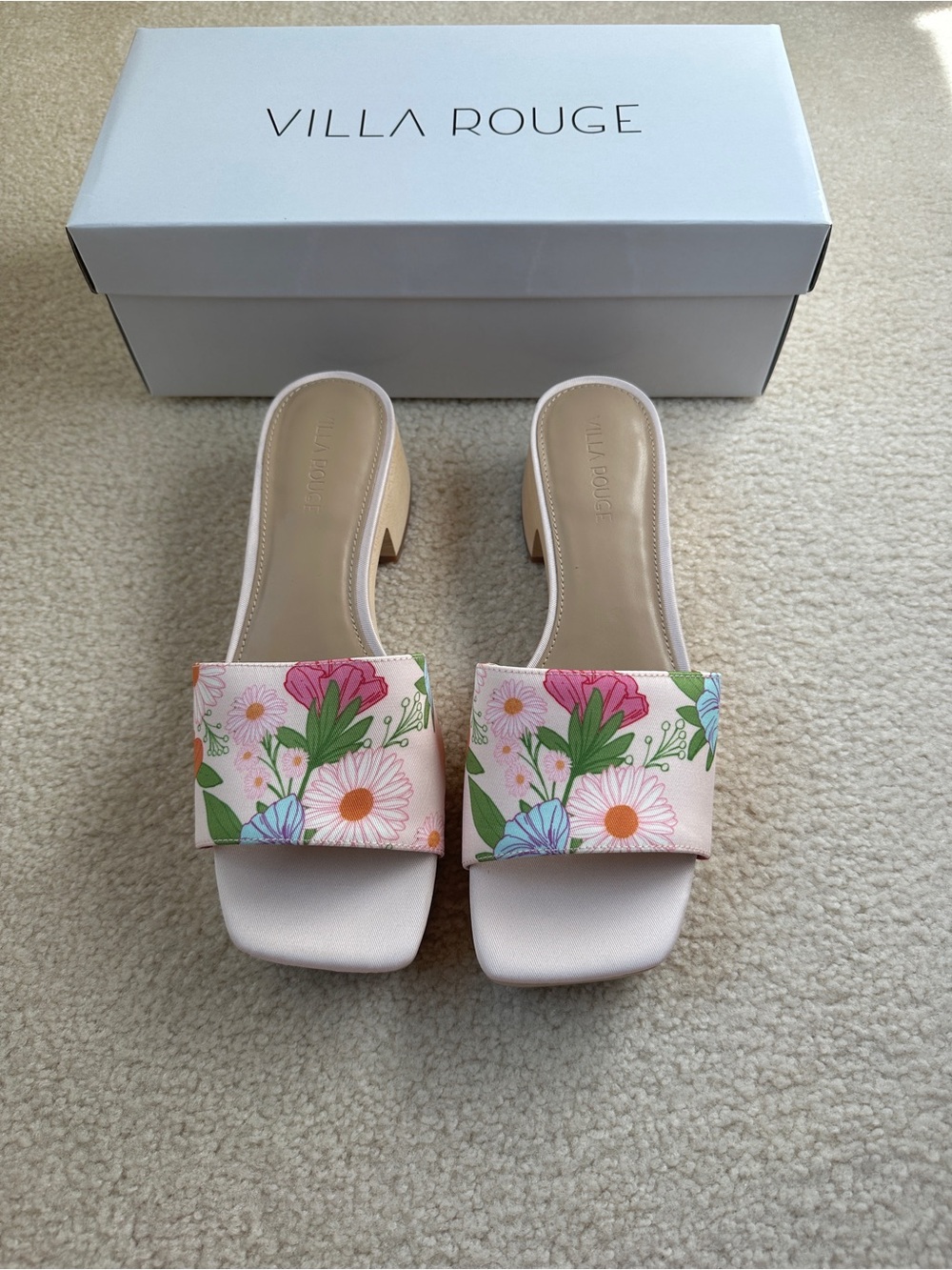 Villa Rouge Pink Floral Slide Mules